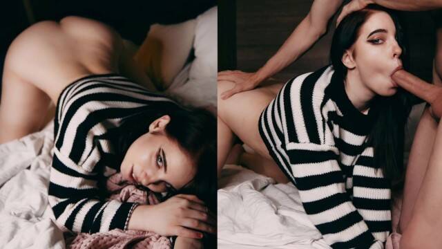 Брюнетка получила сперму в киску после порева